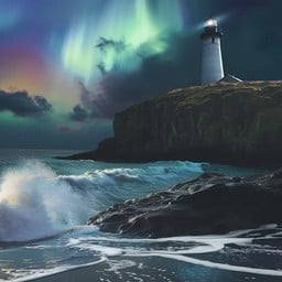Lighthouse Aurora Nightscape
